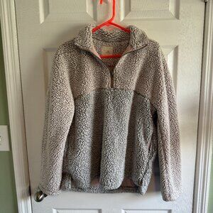 Thread & Supply Two Tone Quarter Zip Sherpa Sweatshirt Size Medium